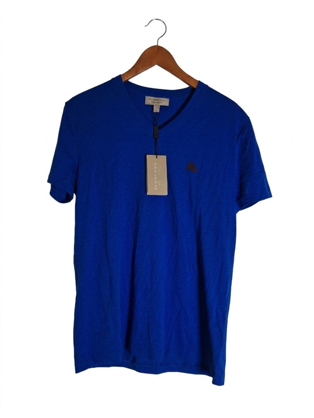 NWT Burberry Royal Blue V-Neck Short Sleeve Tee M